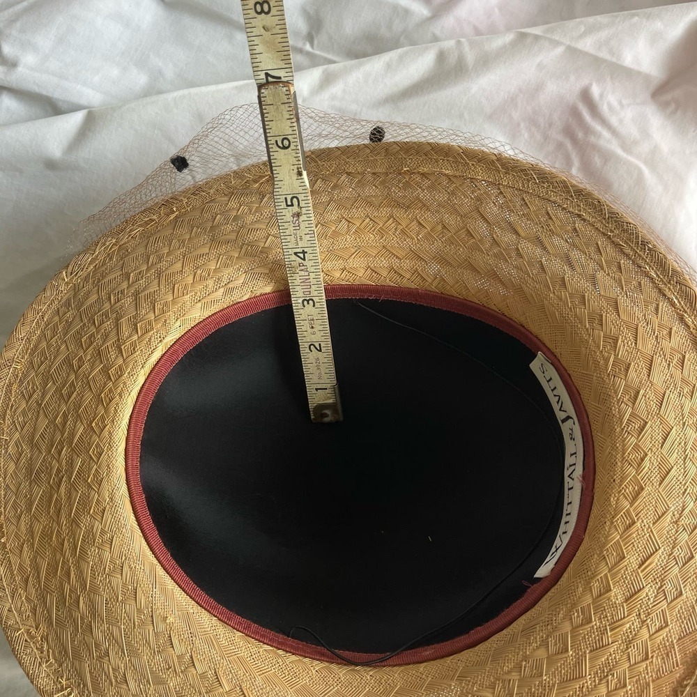 Whittall and Eric Javits Wide Brim Woven Straw With Netting Vintage 1980’s - Picture 11 of 16